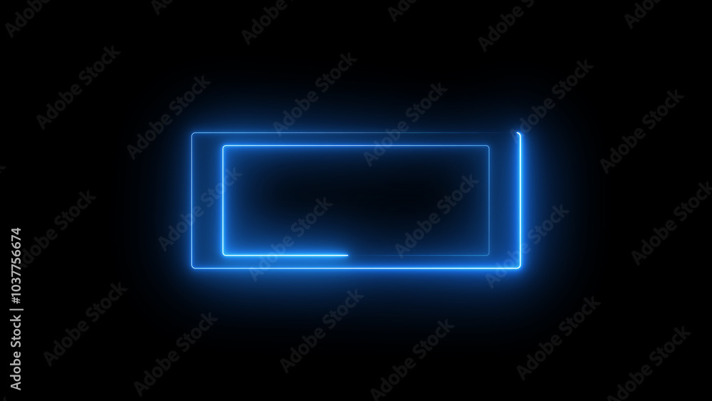 Fototapeta premium Neon Rectangle Border .Blue and pink neon rectangle frame. Black background 4k animation