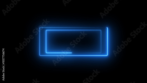 Neon Rectangle Border .Blue and pink neon rectangle frame. Black background 4k animation