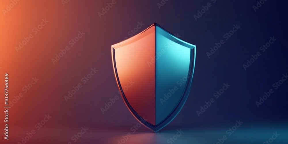 A sleek 3D icon of a security shield, representing safety and protection, isolated on a subtle gradient backdrop A sleek 3D icon of a security shield, representing safety and protection, isolated on a subtle gradient backdrop