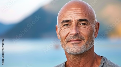 A striking portrait of a middleaged man, showcasing deep expressions caught between light and shadow.