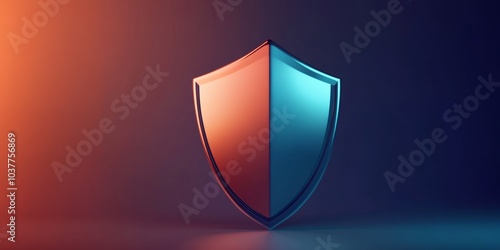 A sleek 3D icon of a security shield, representing safety and protection, isolated on a subtle gradient backdrop photo