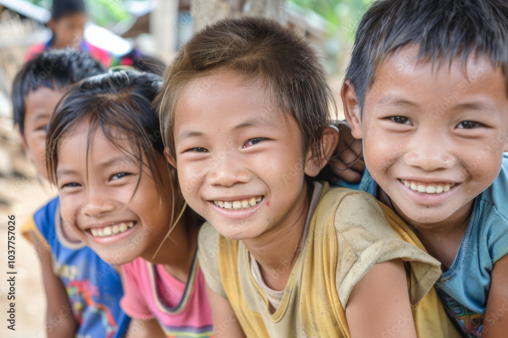 Portrait of asian children smiling and looking at the camera. Portrait of asian children smiling and looking at the camera.