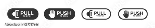 Pull and push to open vector illustrations. Pull and push to open vector icon