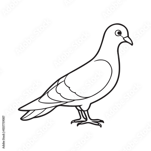 Dove line out art vector style with white background.