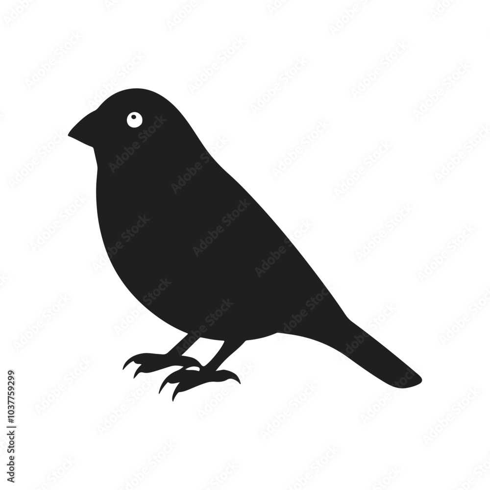 Fototapeta premium Finch bird silhouette vector style with white background.