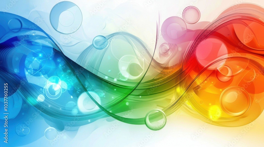 Fototapeta premium Abstract Vibrance: Waves and Circles in Colorful Harmony