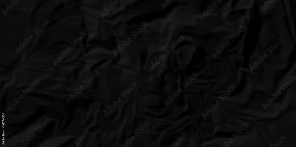 Crumpled texture of dark black wrinkle chaotic paper. old crumple black old paper sheet abstract shape recycling wrapping background space for texture. Crumpled texture of dark black wrinkle chaotic paper. old crumple black old paper sheet abstract shape recycling wrapping background space for texture.