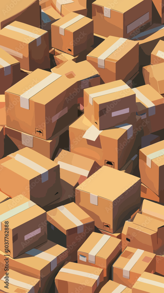 Fototapeta premium 3D illustration moving boxes, Mortgages, Moving, New Location