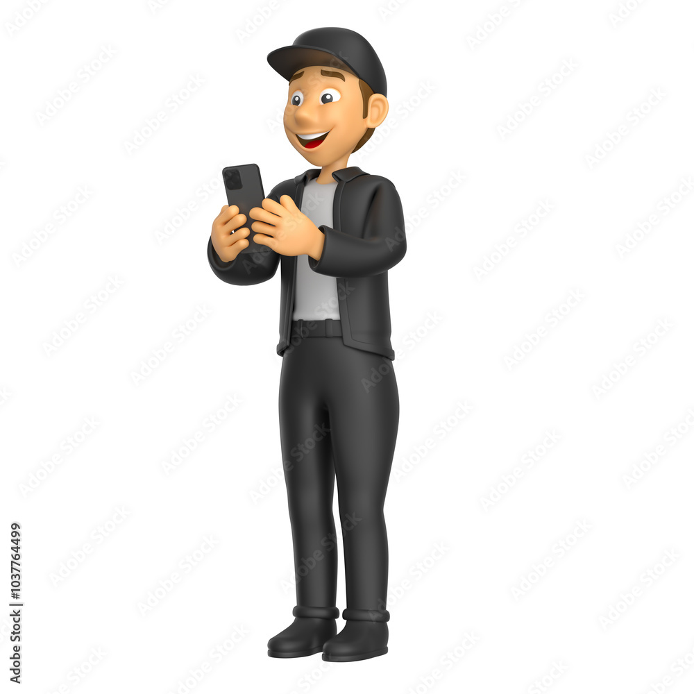 Delivery Person Talking on Smartphone in 3D Render with transparent background Delivery Person Talking on Smartphone in 3D Render with transparent background