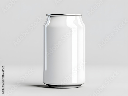 3白色アルミ缶の無地のモックアップ/Mock-up of plain white aluminium can Gererated AI