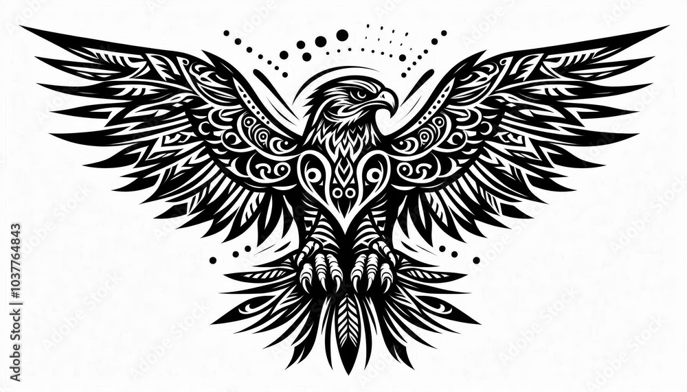 Obraz premium TRIBAL TATOO トライバル タトゥ 刺青 和柄 鷹 hawk