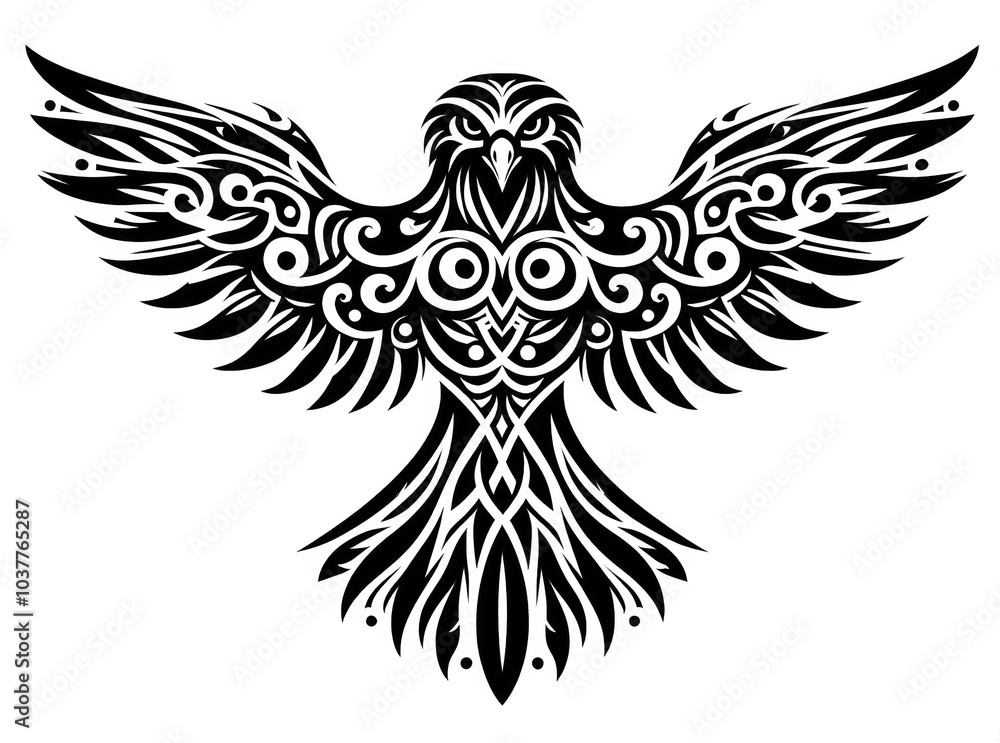 Obraz premium TRIBAL TATOO トライバル タトゥ 刺青 和柄 鷹 hawk 