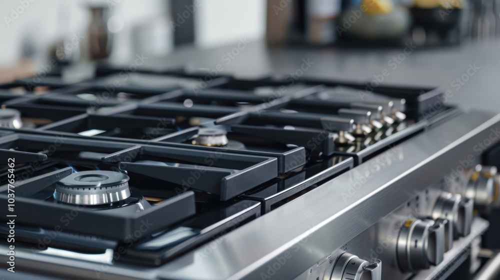 An up-close look at a modern stove reveals its gas flames, emphasizing the blend of design and functionality. An up-close look at a modern stove reveals its gas flames, emphasizing the blend of design and functionality.