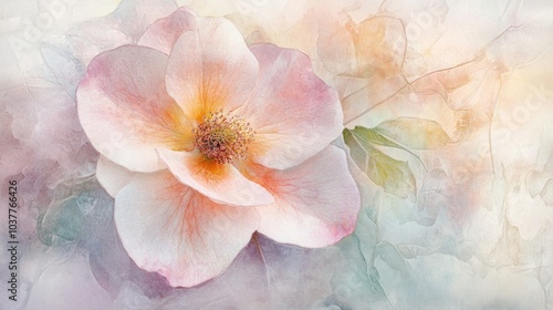 Wallpaper Mural Watercolor Rose Blossom Torontodigital.ca