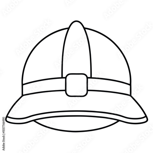 firefighter helmet vector line art.