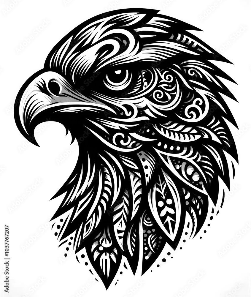 Fototapeta premium TRIBAL TATOO トライバル タトゥ 刺青 和柄 鷹 hawk 