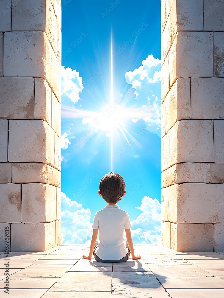 Obraz premium Solitary Person in Bright Confinement Scene