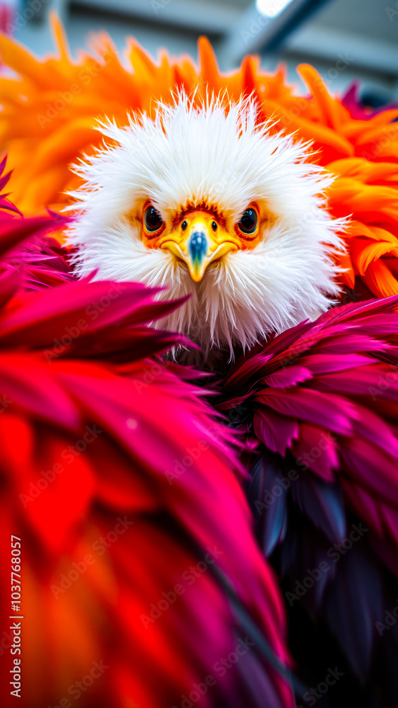 Obraz premium bird surrounded by vibrant feathers