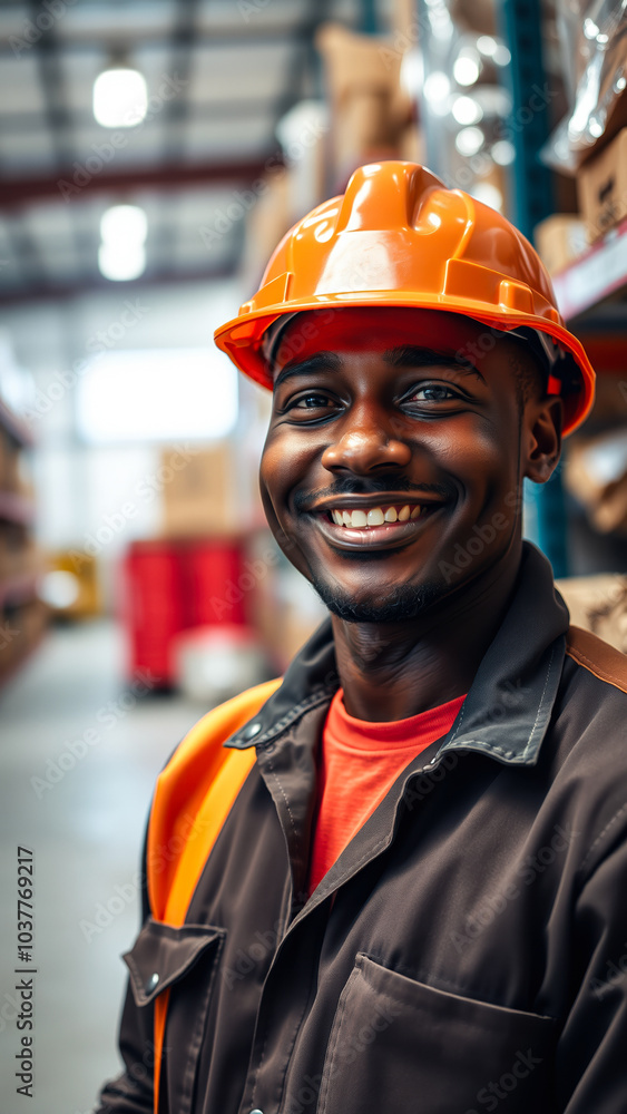 smiling worker a warehouse smiling worker a warehouse