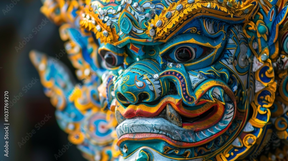 custom made wallpaper toronto digitalVibrant Thai Ceremonial Mask with Intricate Patterns