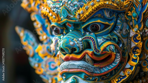 Wallpaper Mural Vibrant Thai Ceremonial Mask with Intricate Patterns Torontodigital.ca