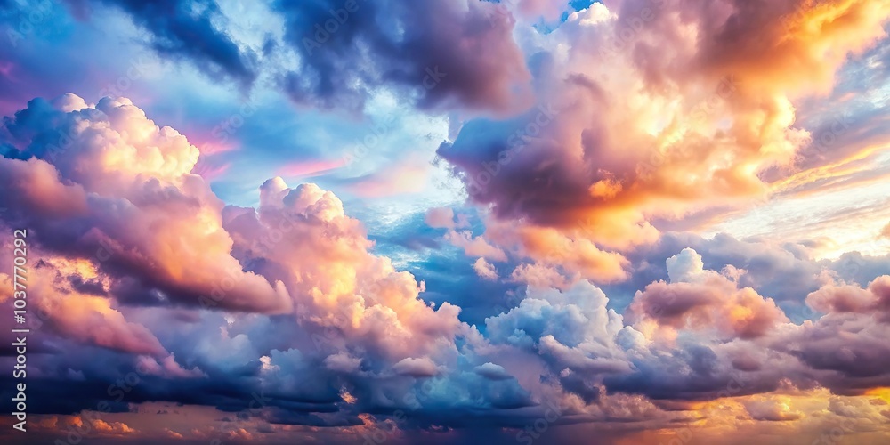 Magnificent cloudy sky with cold pastel colors Long Shot Magnificent cloudy sky with cold pastel colors Long Shot