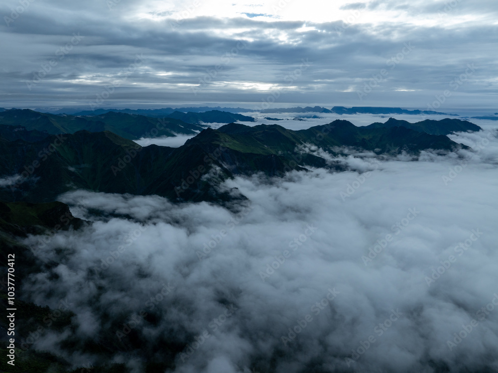 Aerial view of beautiful high altitude grassland mountain landscape Aerial view of beautiful high altitude grassland mountain landscape