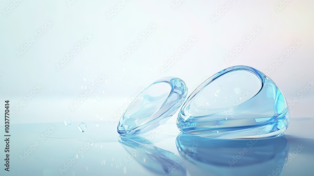 A serene composition of two crystal-clear water droplets resting on a reflective surface, showcasing elegance and purity. A serene composition of two crystal-clear water droplets resting on a reflective surface, showcasing elegance and purity.