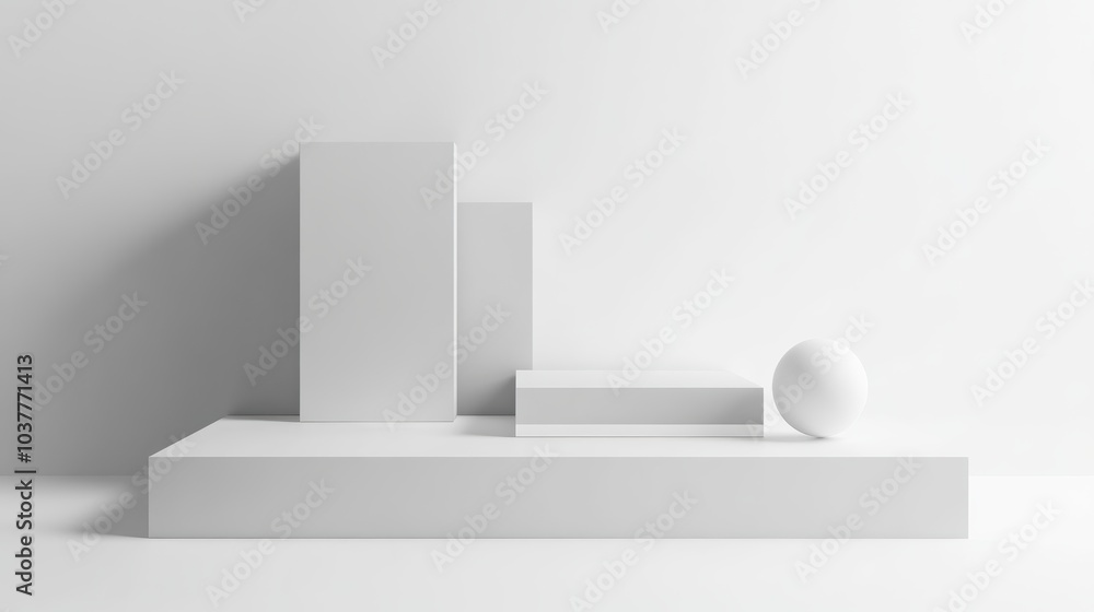 Minimalist Geometric Podium Design in White Space Minimalist Geometric Podium Design in White Space