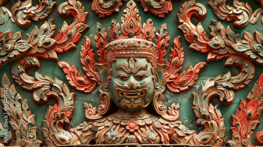 Fototapeta premium Thai Decorative Pattern with Intricate Design Elements