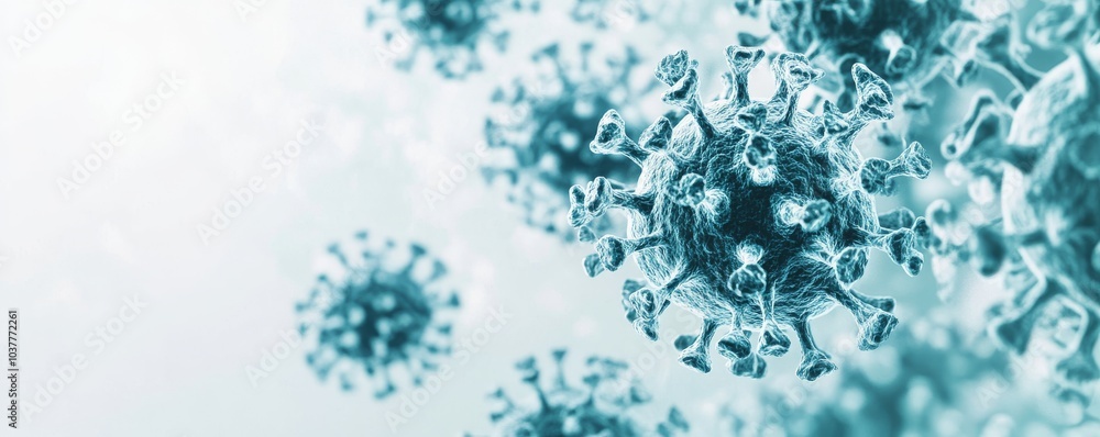Abstract representation of virus particles, highlighting their complex structure in a scientific context for health and research purposes. Abstract representation of virus particles, highlighting their complex structure in a scientific context for health and research purposes.