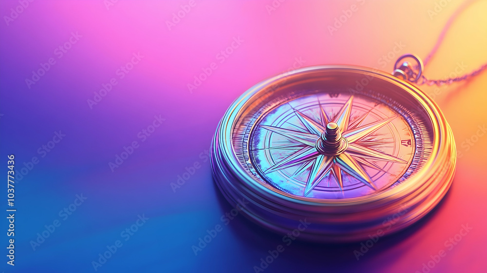 Artistic compass on a vibrant gradient background, representing navigation and exploration - Artistic compass on a vibrant gradient background, representing navigation and exploration -