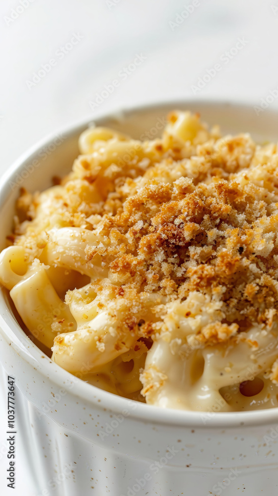 Closeup of Creamy Mac and Cheese with Golden Breadcrumbs Closeup of Creamy Mac and Cheese with Golden Breadcrumbs