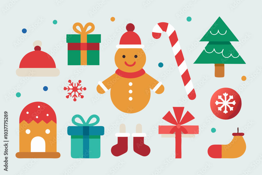 Christmas, New Year holidays icon big set. Flat style collection. Vector illustration Christmas, New Year holidays icon big set. Flat style collection. Vector illustration