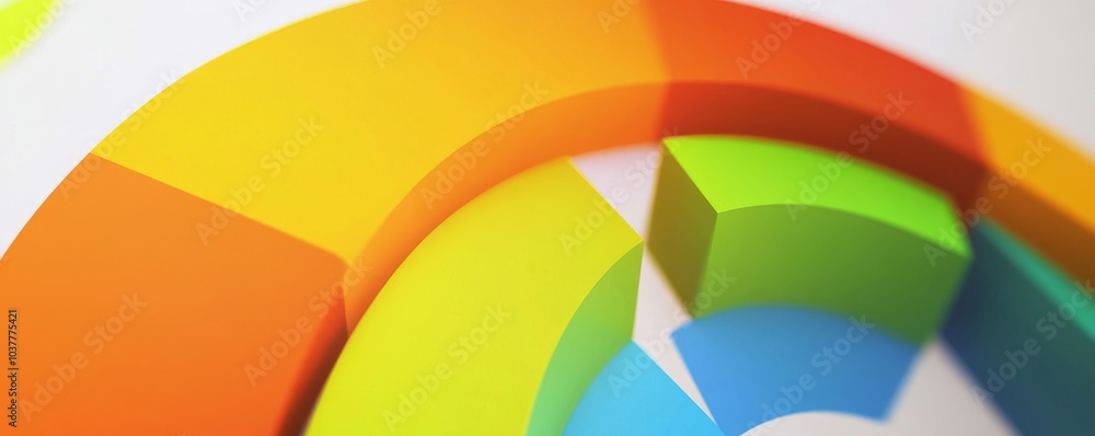 Obraz premium Vibrant abstract design featuring colorful geometric shapes and curves, perfect for modern visual projects and backgrounds.