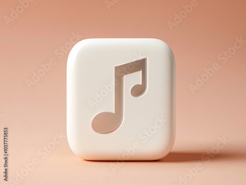 Minimalist Music Note Icon on Soft Background