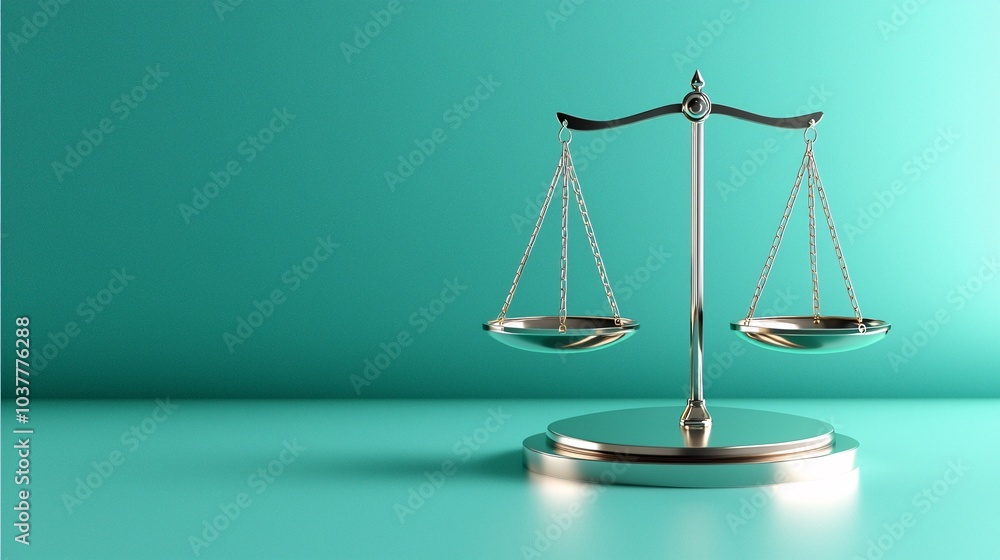 Classic Scales of Justice on Teal Background Classic Scales of Justice on Teal Background