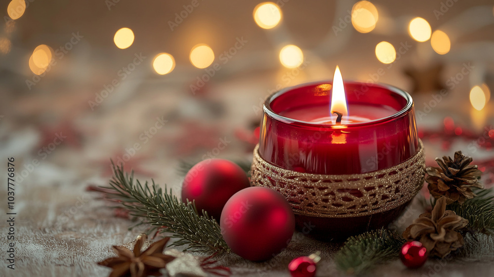 Warm candlelight and festive decorations set the mood for Advent Christmas Day celebration Warm candlelight and festive decorations set the mood for Advent Christmas Day celebration