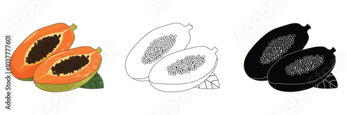 Papaya outline silhouette simple Minimalist Papaya Vector Icon.