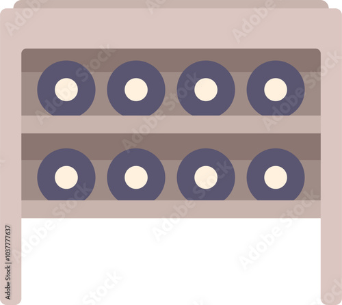 This minimalist illustration showcases a classic wooden wine rack, filled with bottles, representing the joy of wine collecting