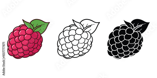 Raspberry outline silhouette simple Minimalist Raspberry Vector Icon.