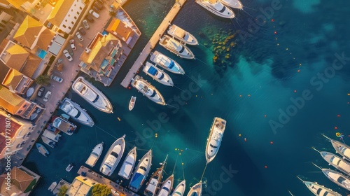 Aerial View of a Marina with Yachts