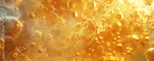 Abstract Golden Bubbles Liquid Background