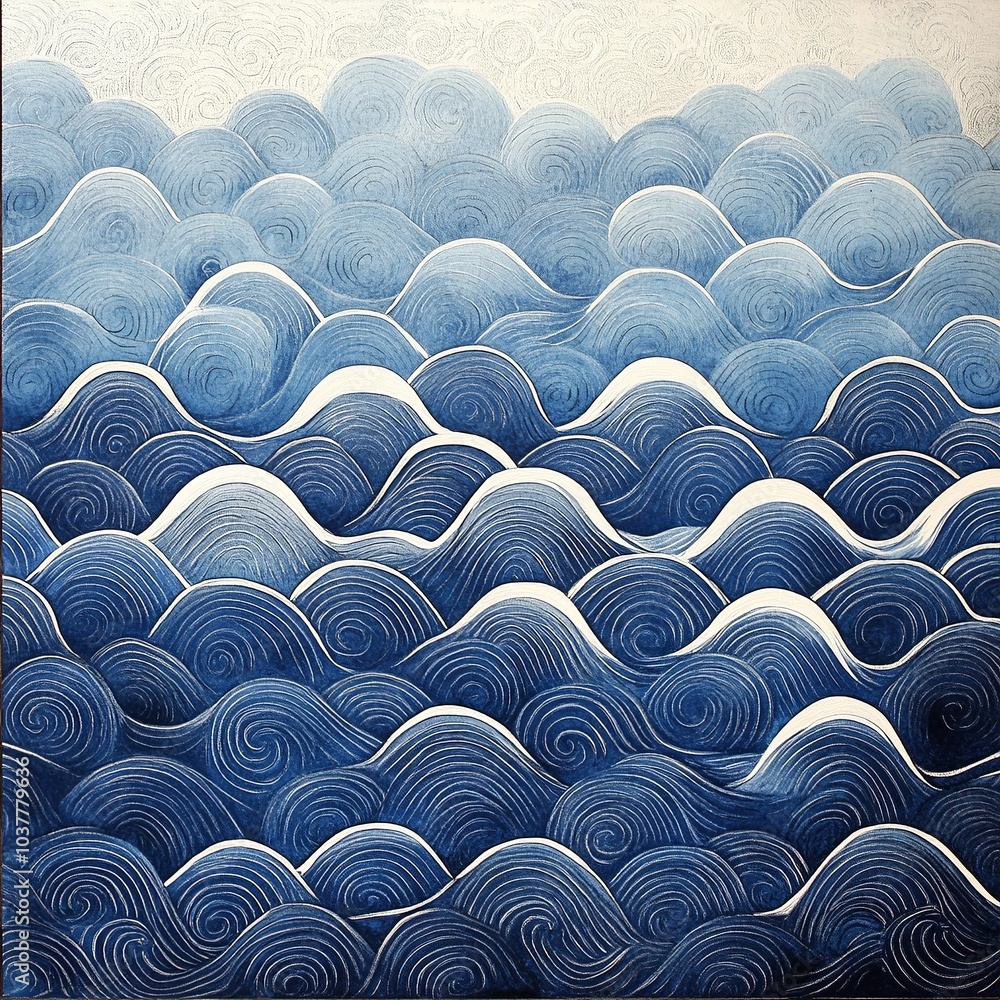 Fototapeta premium Seigaiha** Pattern - A pattern of ocean waves symbolizing strength and tranquility.