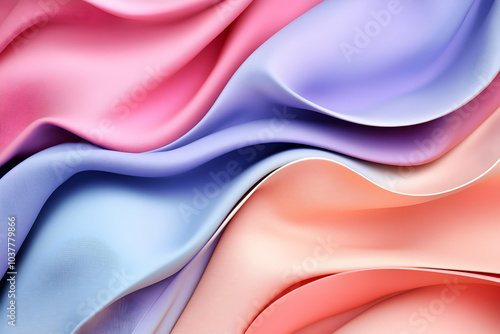 Abstract 3D cartoon illustration of layers of folded textiles creating an elegant fashion wallpaper 