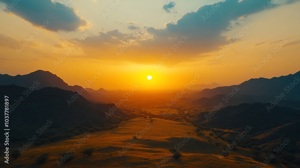 A vibrant sunset over rolling hills, casting long shadows and illuminating the landscape. A vibrant sunset over rolling hills, casting long shadows and illuminating the landscape.