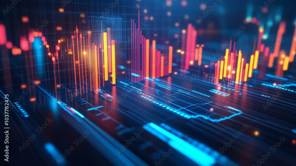 High Contrast 3D Financial Charts on Isolated Background High Contrast 3D Financial Charts on Isolated Background
