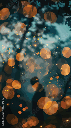 A composite image of fireworks being let off, Bokeh effect, Guy Fawkes Night, Christmas, New year 