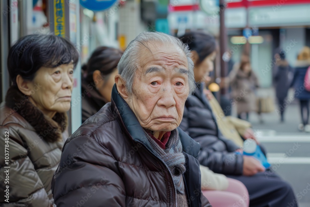 Unidentified old people sit on the street in Shanghai, China. Unidentified old people sit on the street in Shanghai, China.