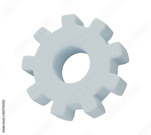 3D gear icon isolated on transparent background